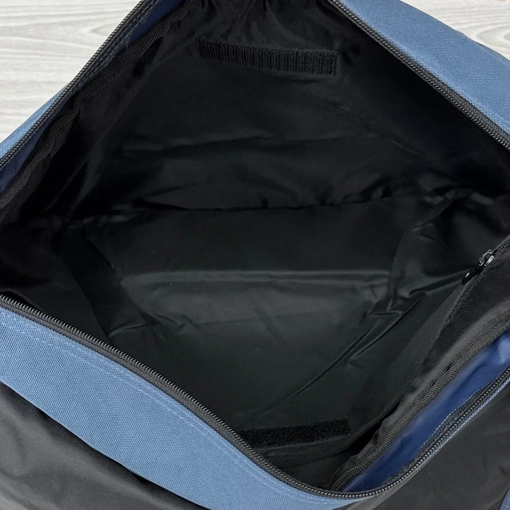 Eddie Bauer Messenger Bag Blue Grey Canvas Crossbody Laptop Travel Commuter Bag